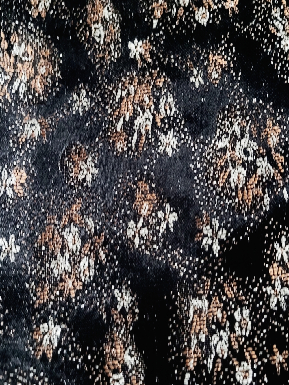 Vintage Black and Gold Metallic Floral Two-Piece Midi Dress Set - Picture 3 of 11